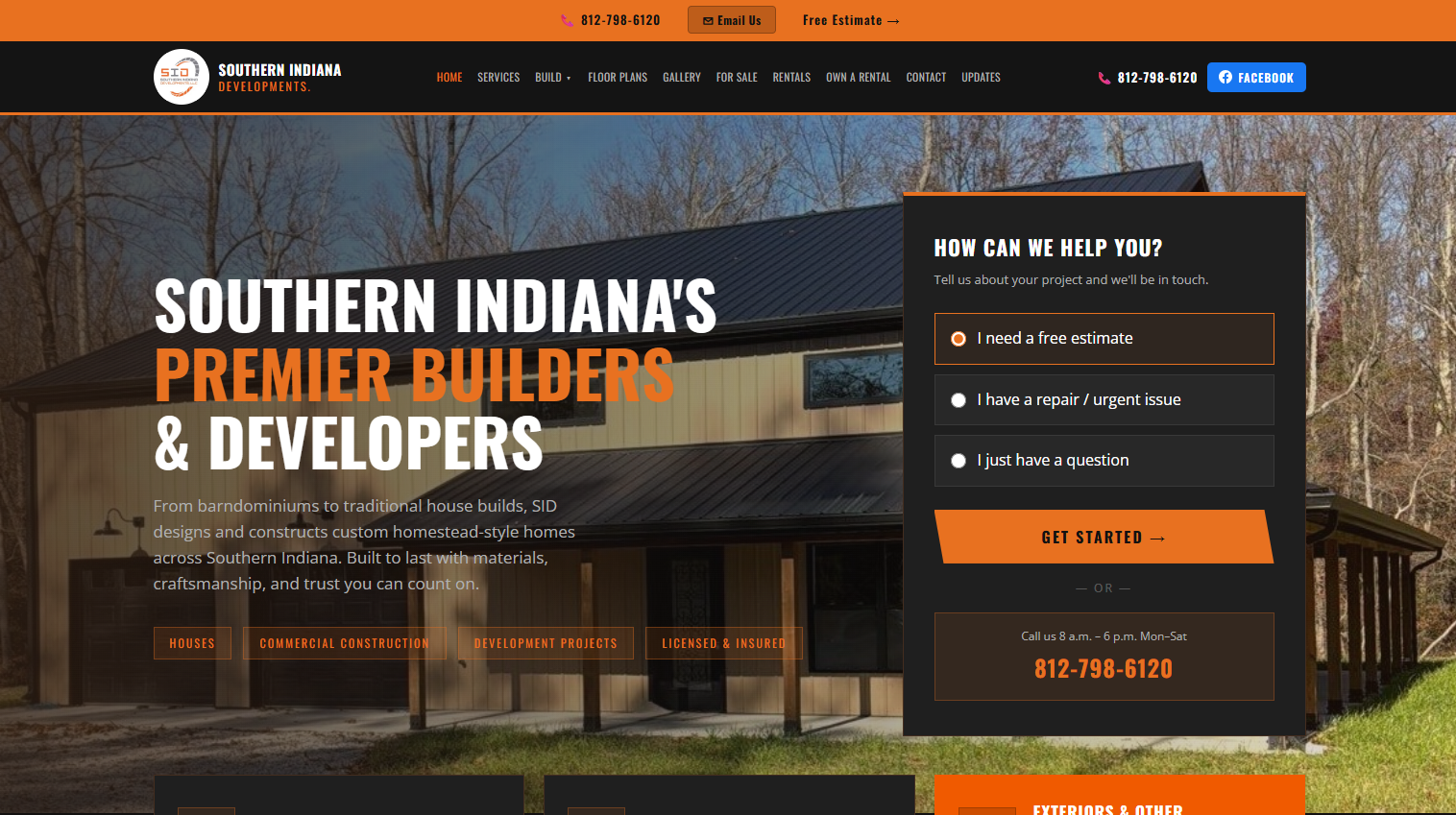 Southern Indiana Developments homepage built by ContentExperts.ai